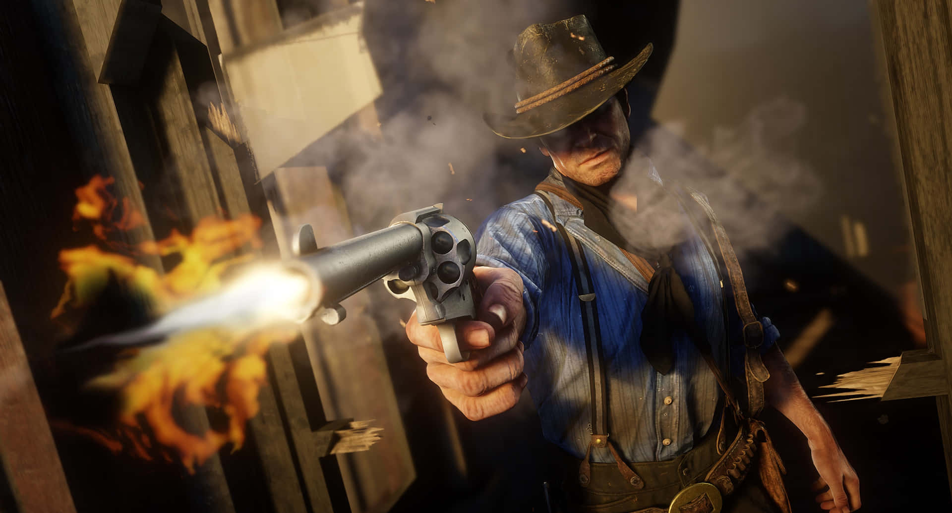 Red Dead Redemption 4k Pistol Fire Wallpaper