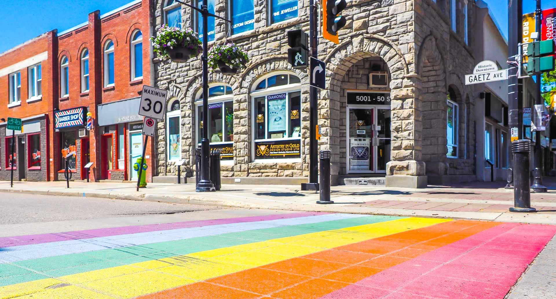 Red Deer Rainbow Crosswalk Wallpaper