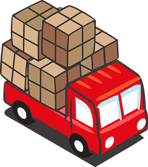 Red Delivery Truck Cartoon PNG