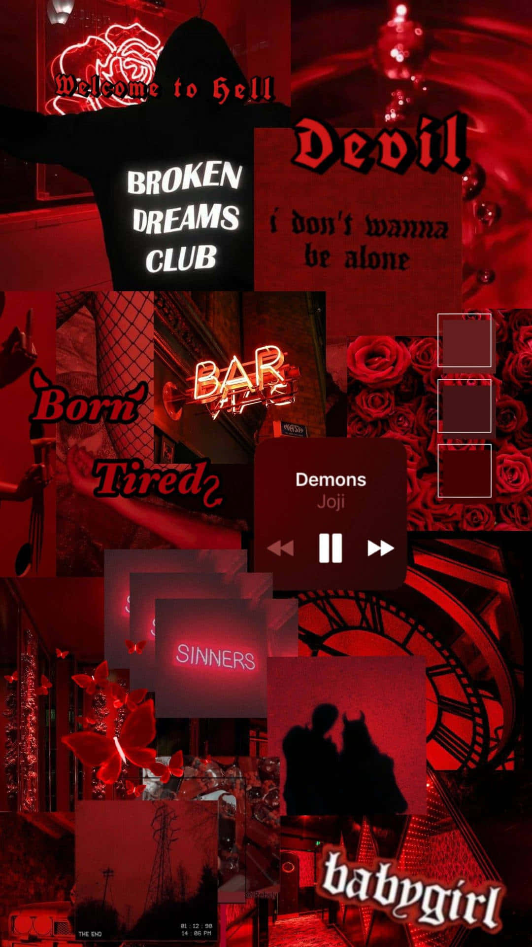 Red Demon Aesthetic Collage Wallpaper