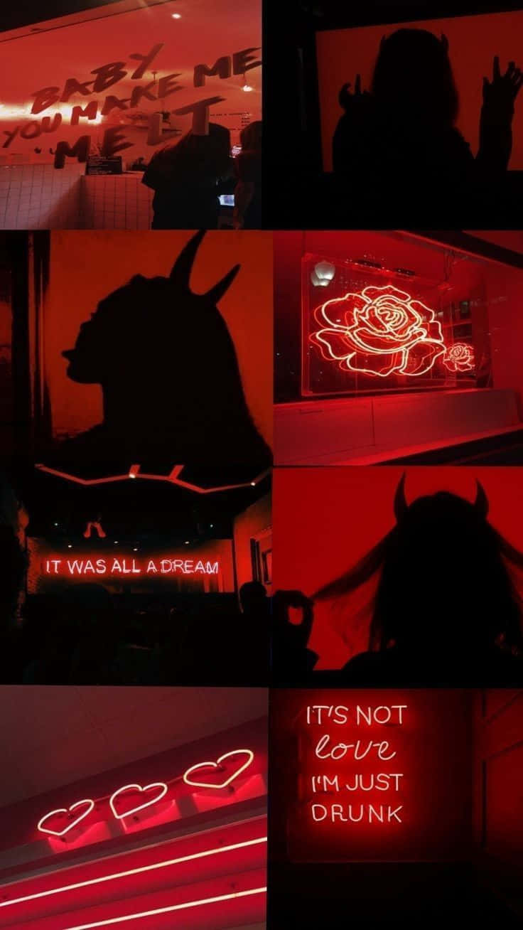 Red Demon Aesthetic Collage Wallpaper