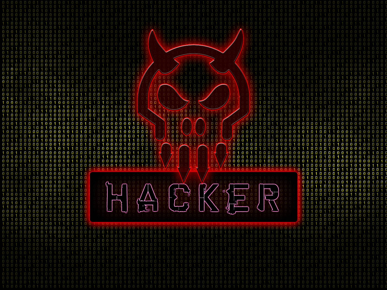 Red Demon With Horns Hacker Logo Wallpaper