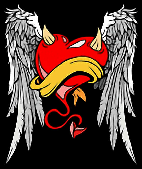 Red Devil Angel Wings Artwork PNG
