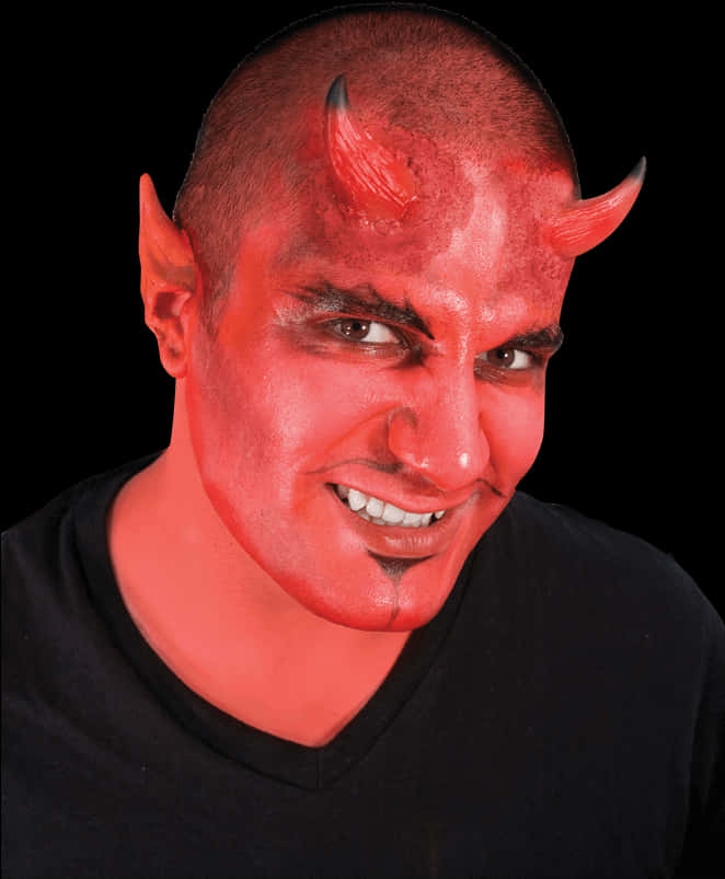 Red Devil Costume Makeup PNG