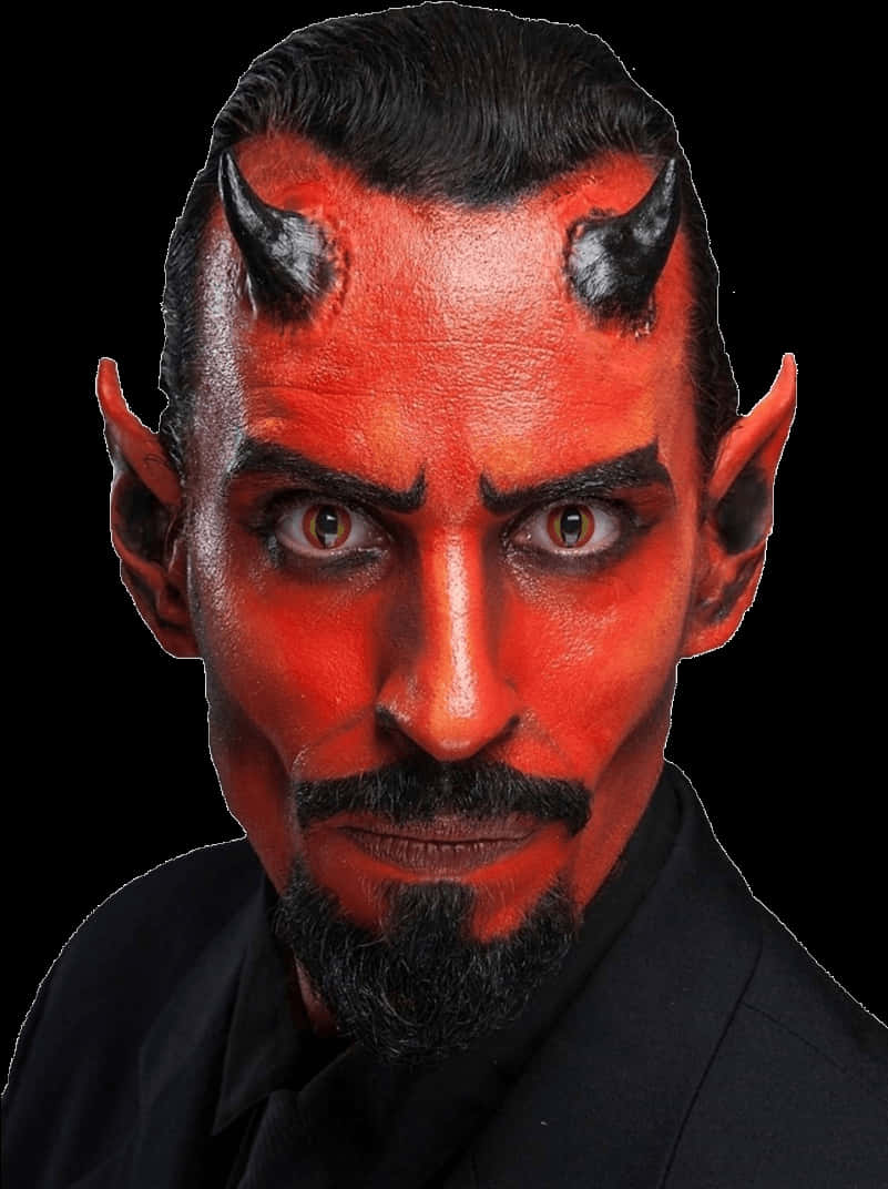 Red Devil Makeup Man Portrait PNG