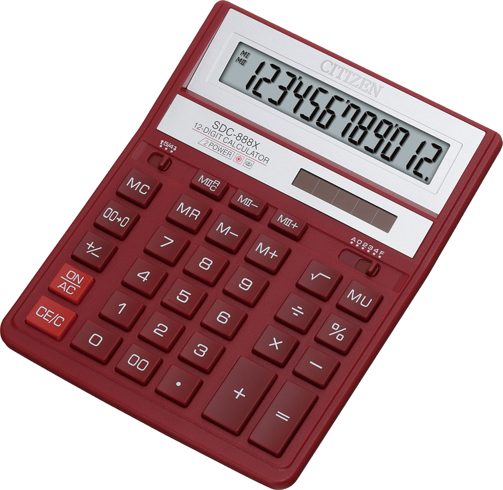 Red Digital Calculator PNG