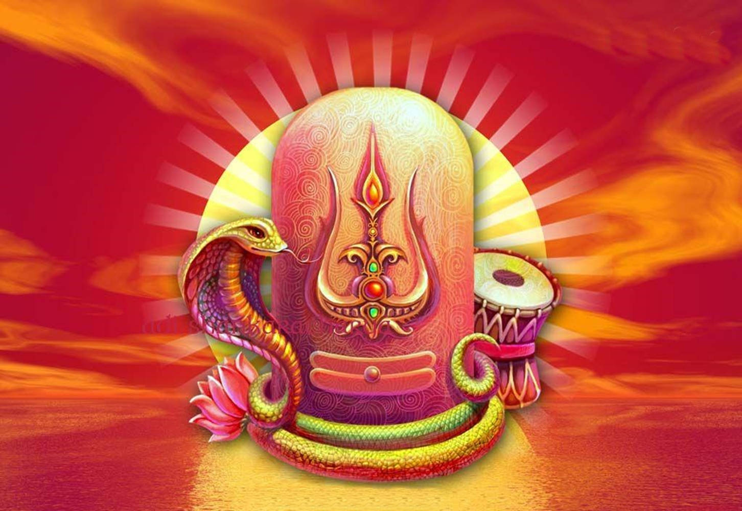 Red Digital Shiva Lingam Wallpaper
