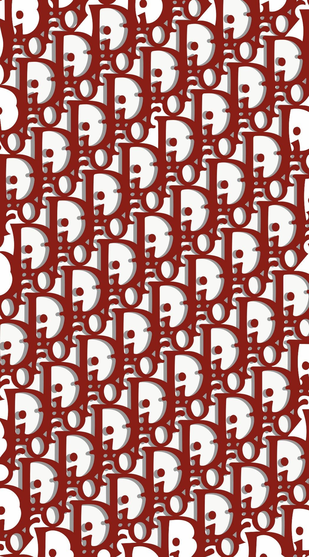 Red Dior Designer Logo Pattern Wallpaper