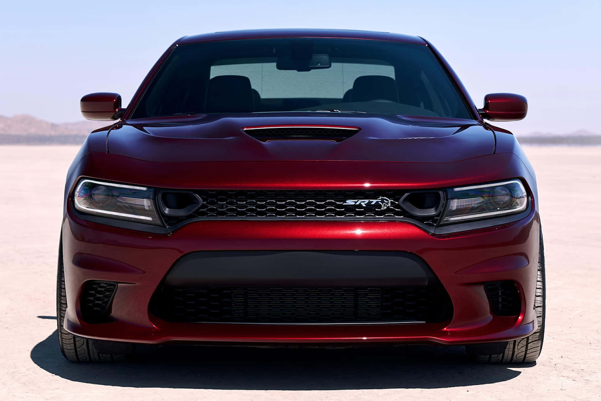 Red Dodge Charger Hellcat Front View Wallpaper