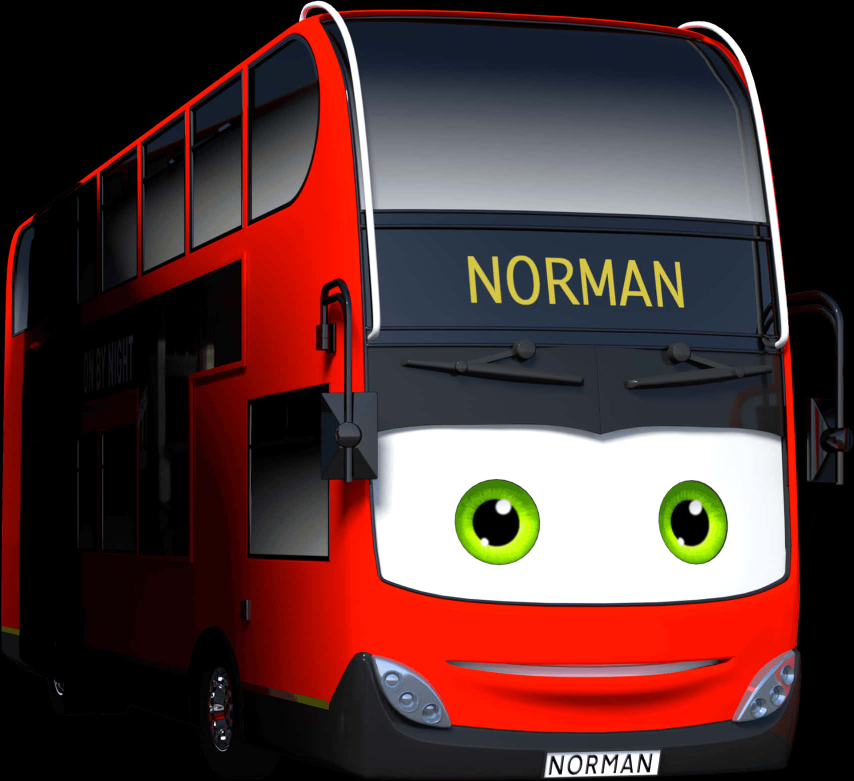 Red Double Decker Bus Cartoon Character PNG