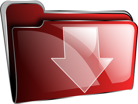 Red Download Folder Icon PNG