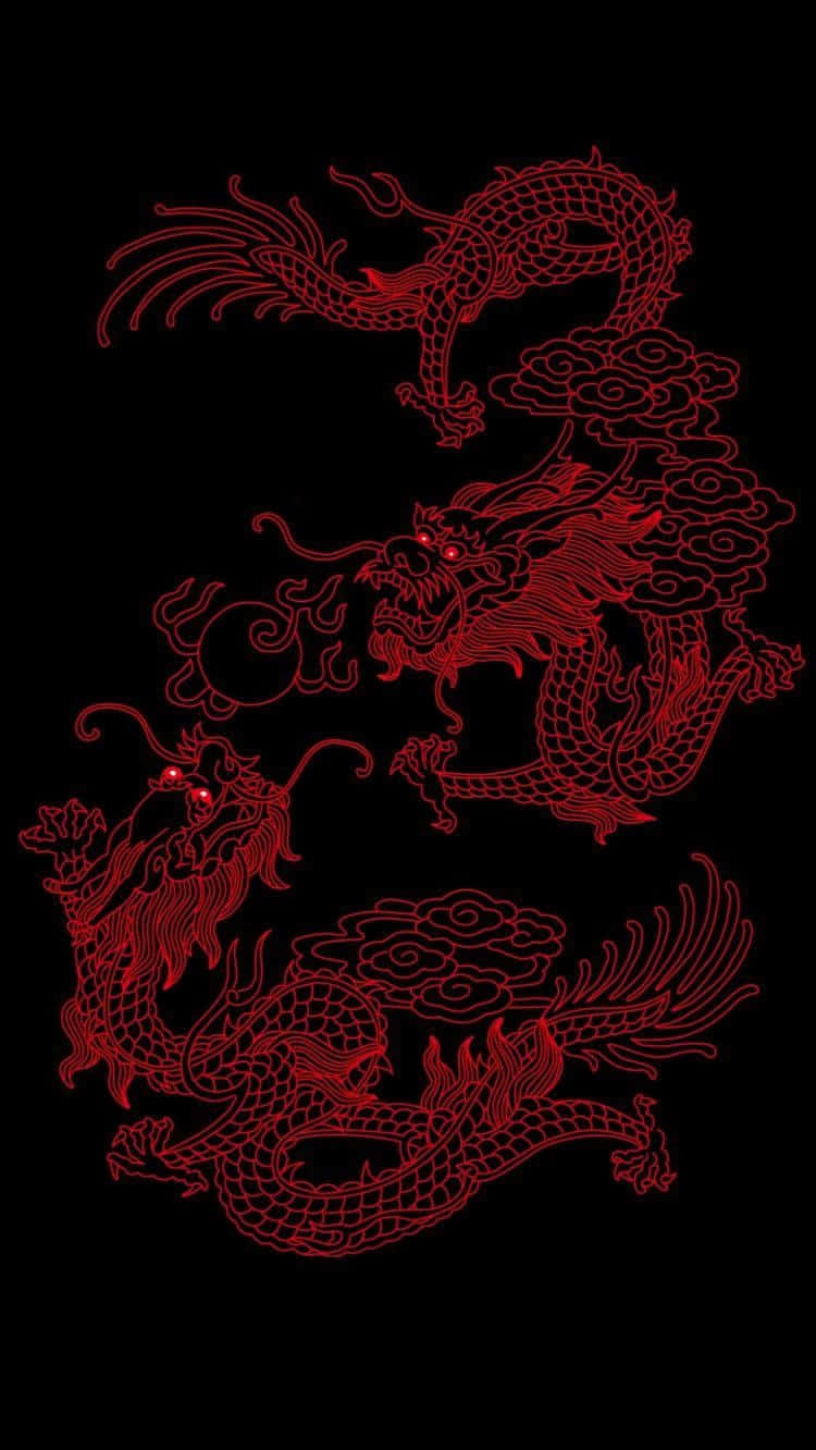 Red Dragon Artworkon Black Background Wallpaper