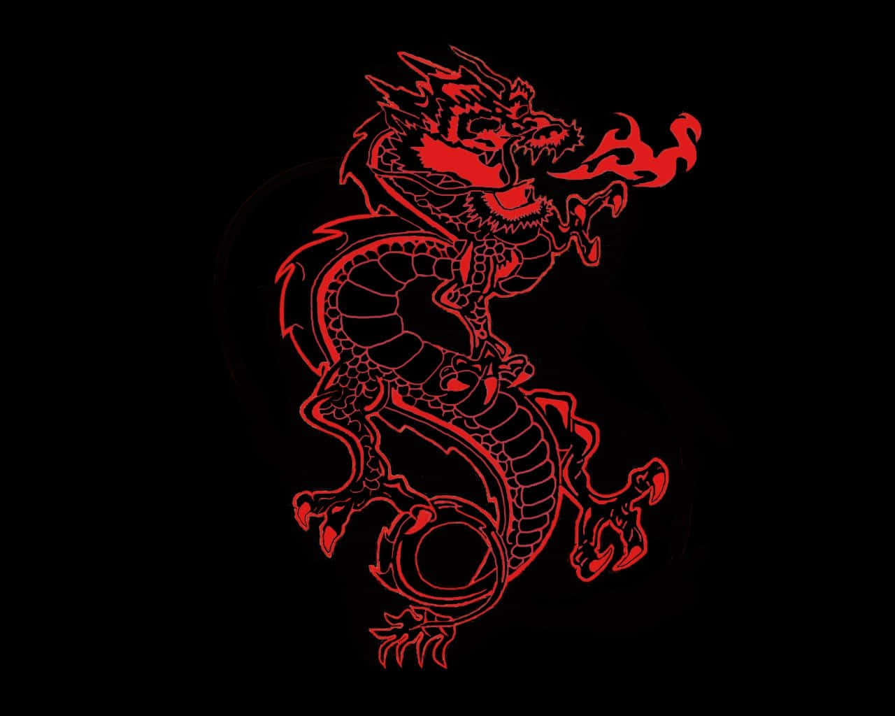 Red Dragon Black Background Wallpaper
