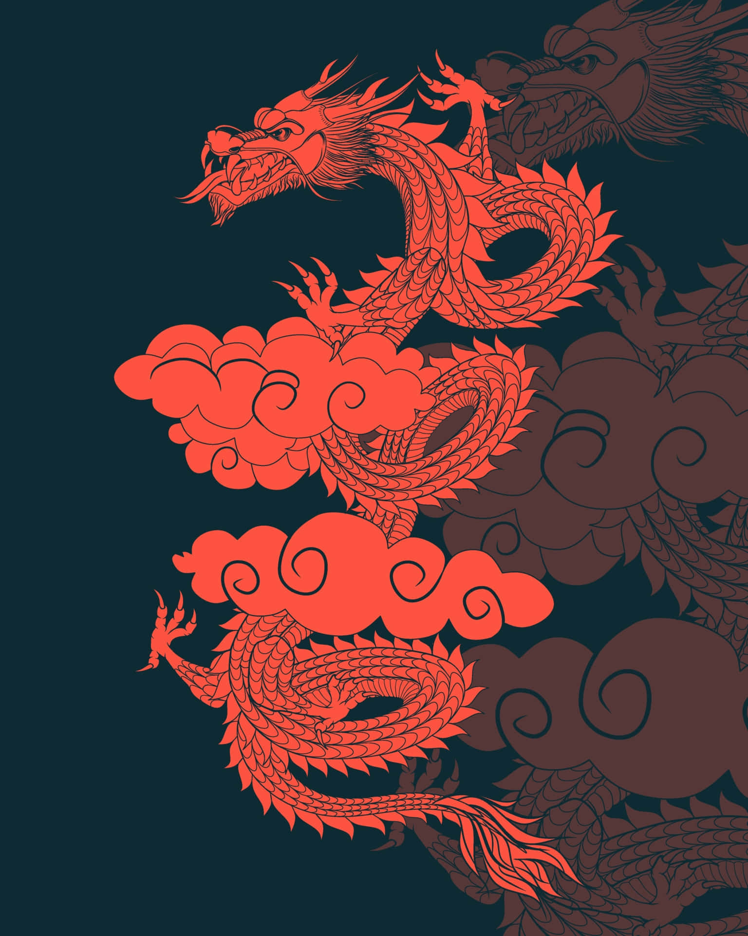 Red Dragon Clouds Artwork Wallpaper