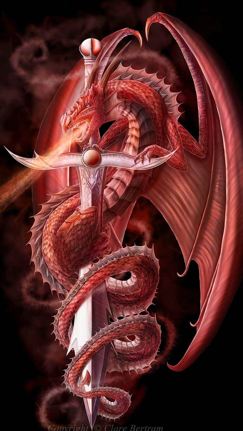 Red Dragon Draconic Sword Wallpaper