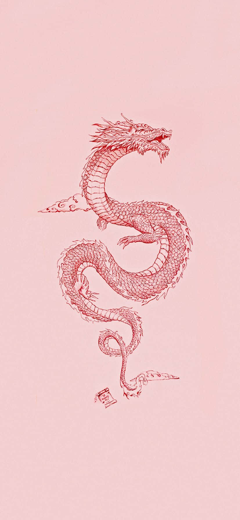Red Dragon Illustration Pink Background.jpg Wallpaper