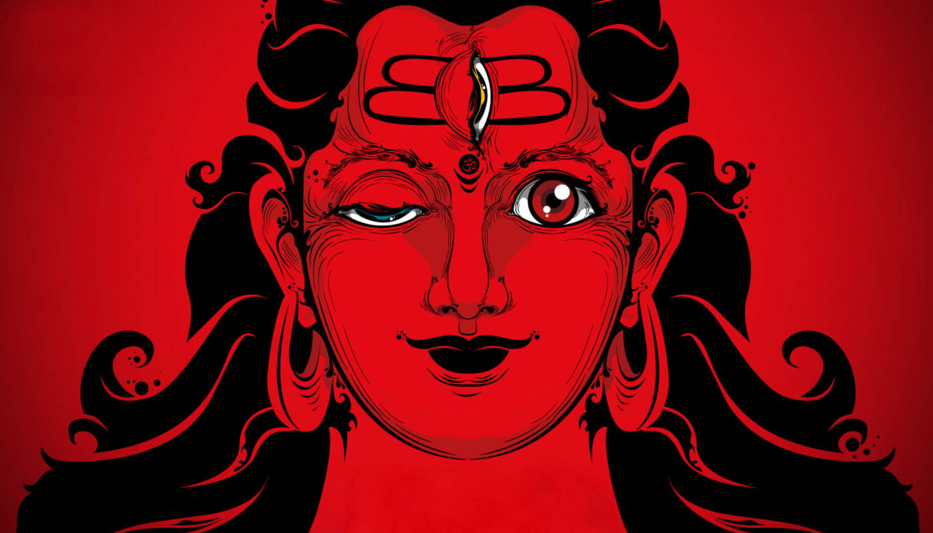 Red Drawing Of Lord Shiva 8k