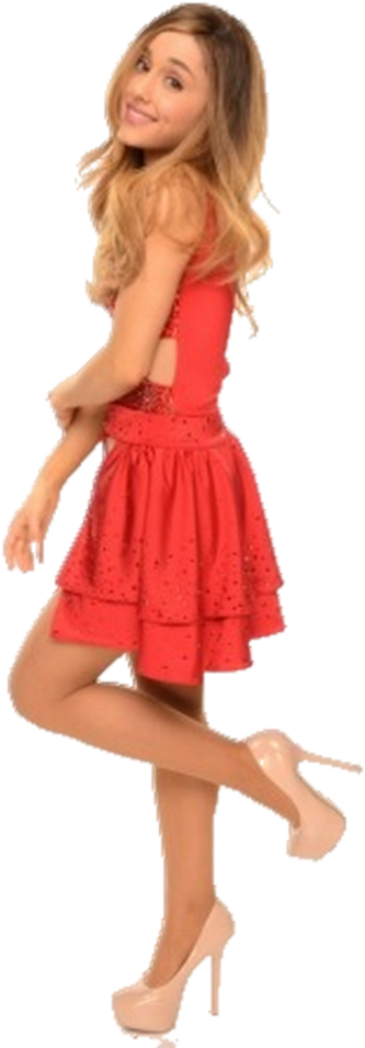 Red Dress Celebrity Pose PNG