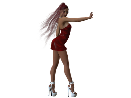 Red Dress Model Pose PNG