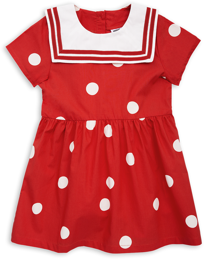 Red Dress White Polka Dots PNG
