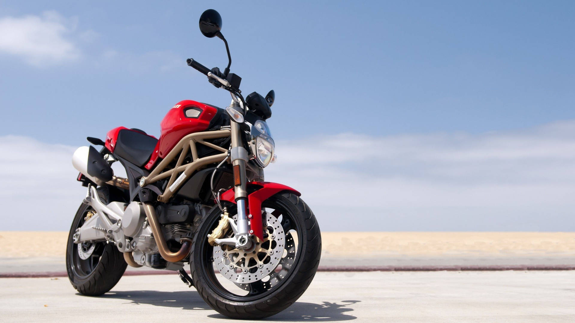 Speed Meets Style on the Red Ducati Diavel Motorbike Wallpaper