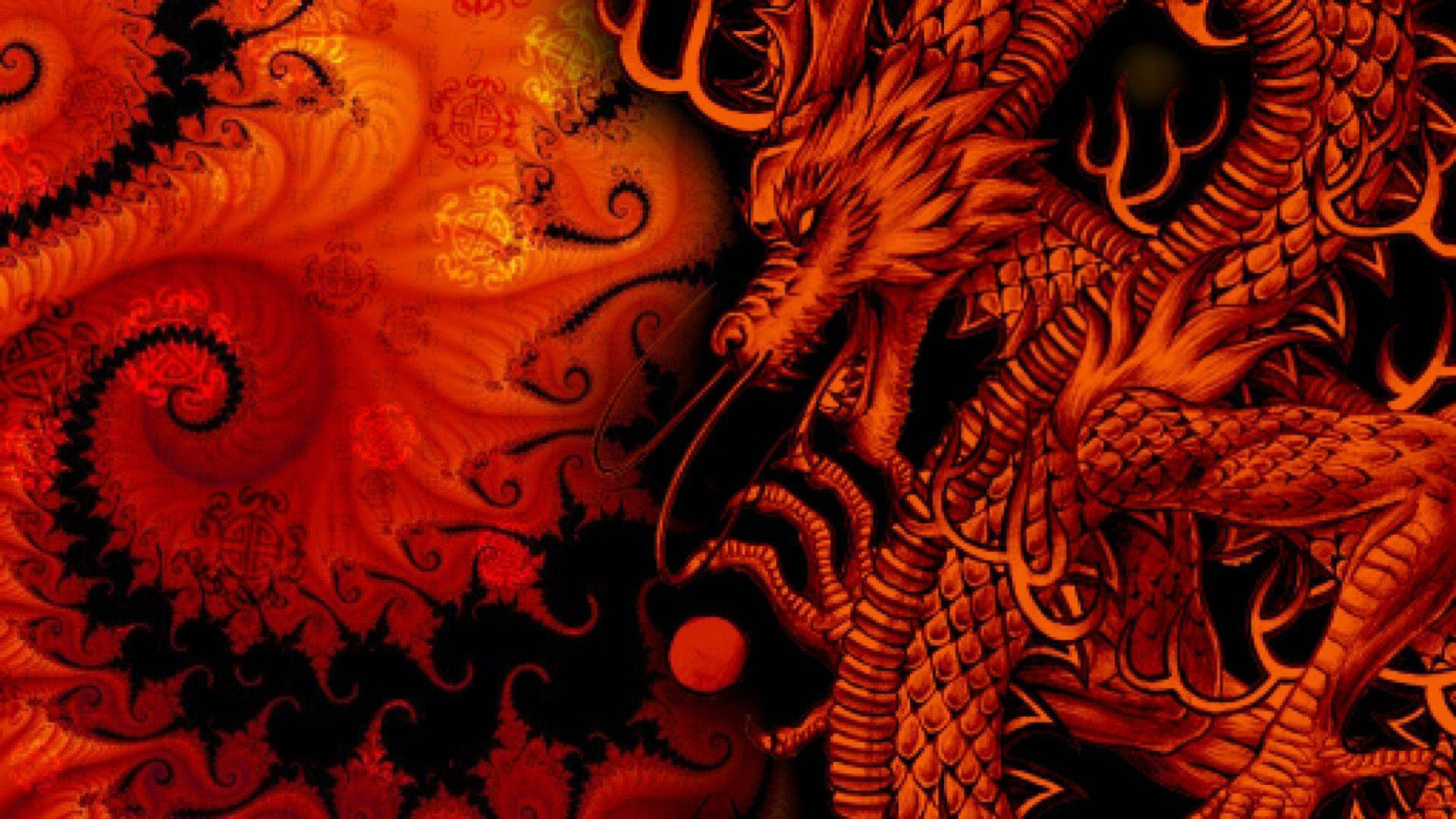 Red Eastern Dragon Wallpaper