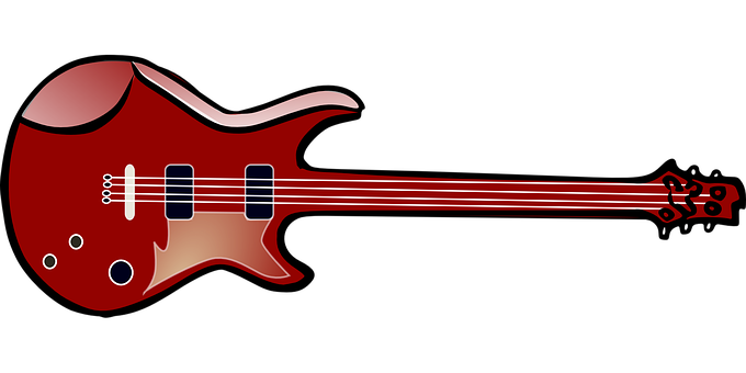 Red Electric Bass Guitar PNG