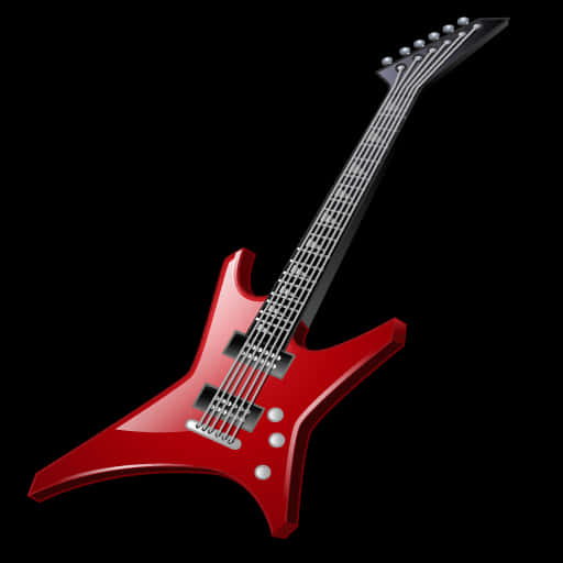 Red Electric Guitar Black Background PNG