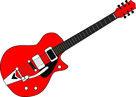 Red Electric Guitar Illustration PNG