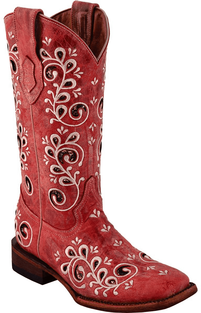 Red Embroidered Cowboy Boot PNG