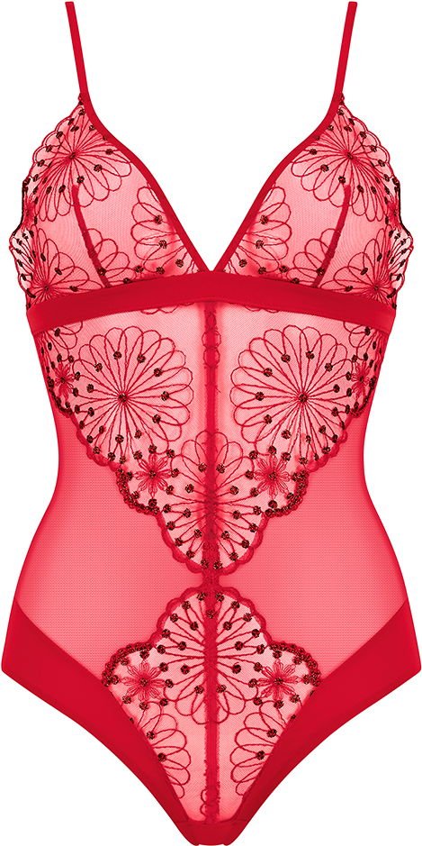 Pink Embroidered Lingerie Set