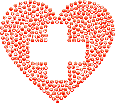 Red Emoji Heart Pattern PNG