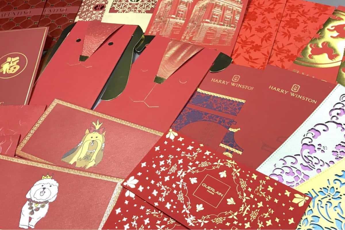 A Red Envelope with a Golden Pattern Wallpaper