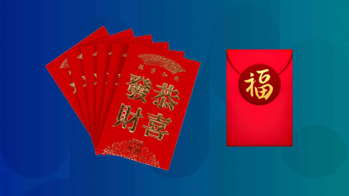Red Envelope on Wooden Table Wallpaper
