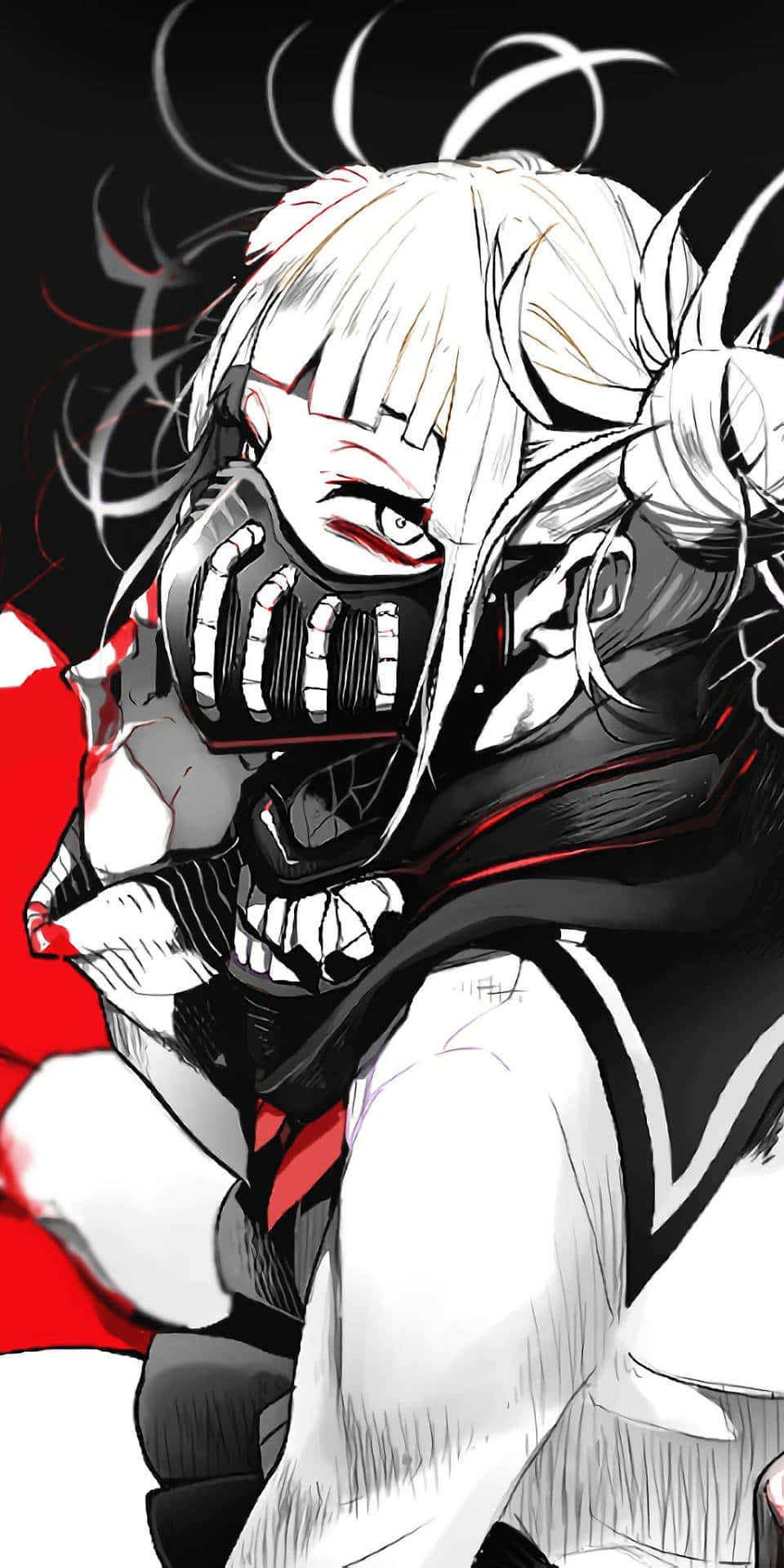 Red Eyed Anime Character Gas Mask Wallpaper