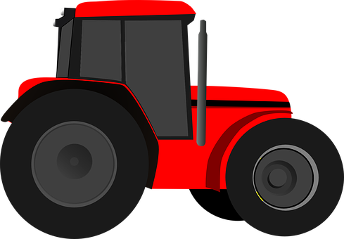 Red Farm Tractor Vector Illustration PNG