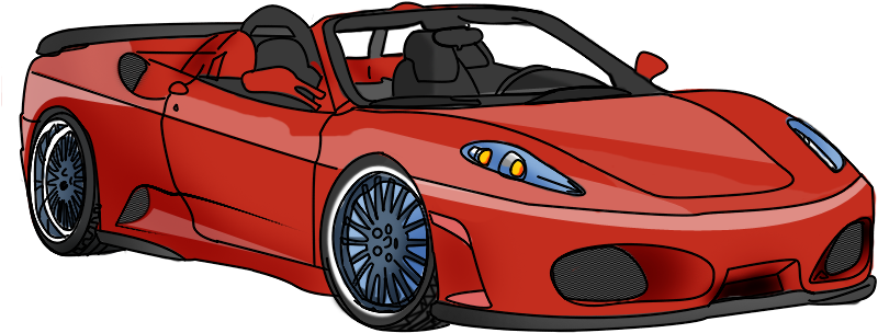 Red Ferrari Convertible Cartoon PNG