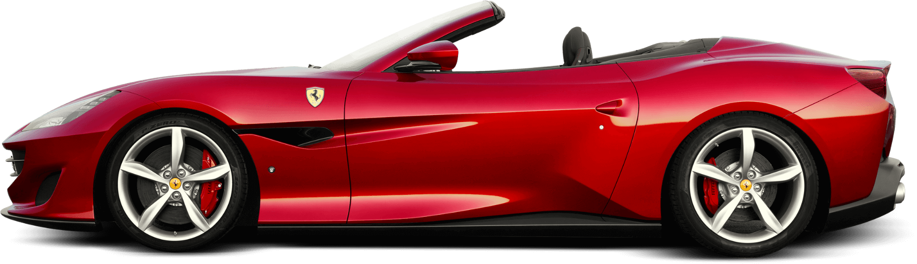 Red Ferrari Convertible Side View PNG