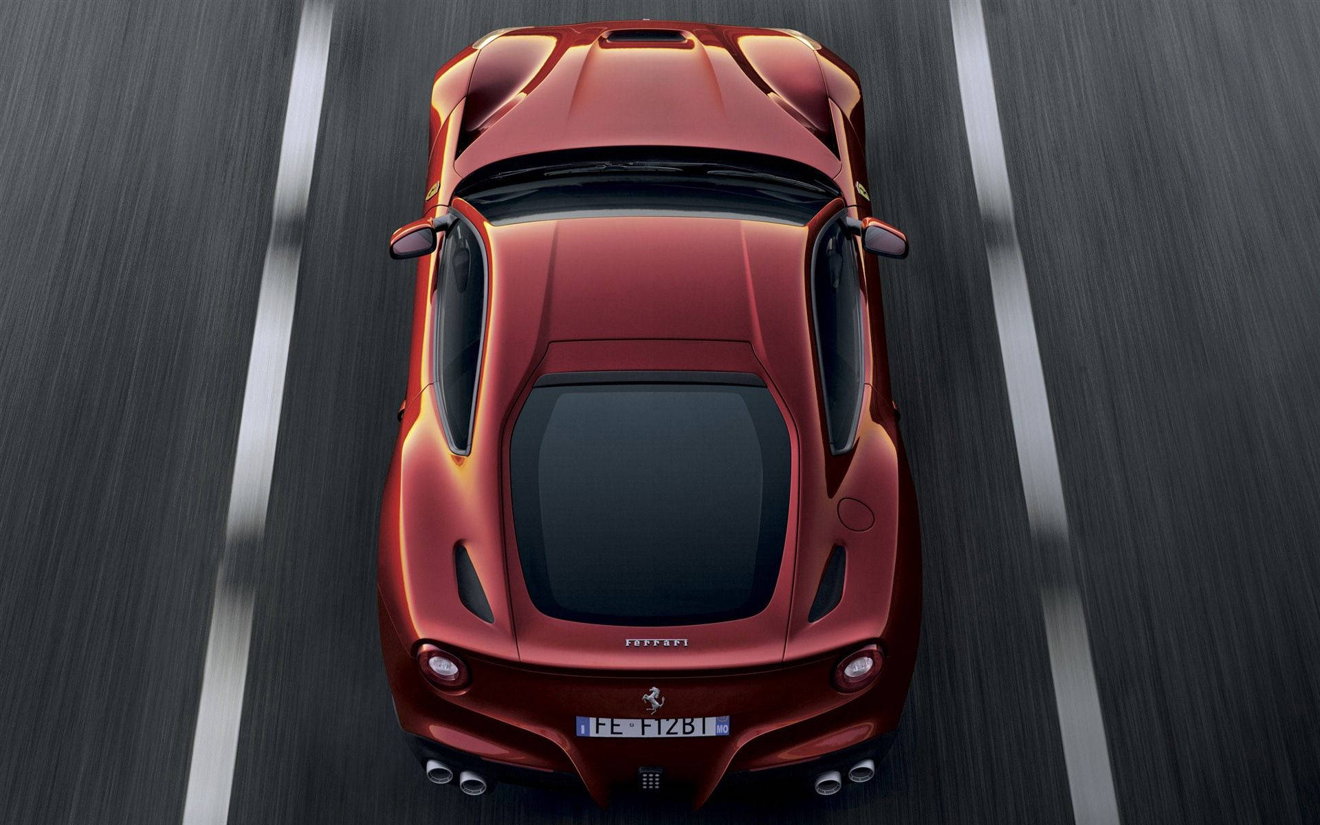 Red Ferrari Top View Car Wallpaper