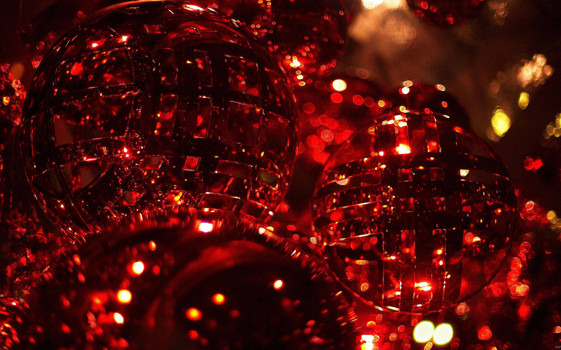 Red Festive Christmas Balls Extreme Close Up Shot Wallpaper