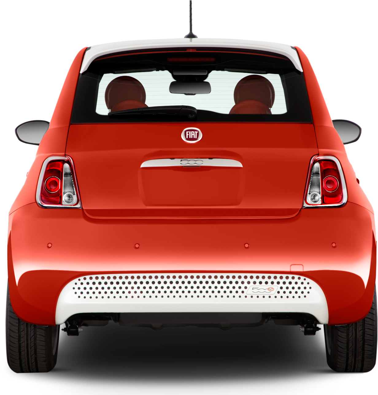Red Fiat500 Rear View PNG