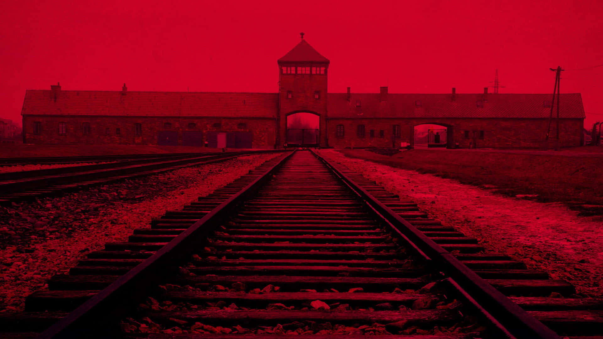 Red Filtered Memorial And Museum Auschwitz Birkenau Picture