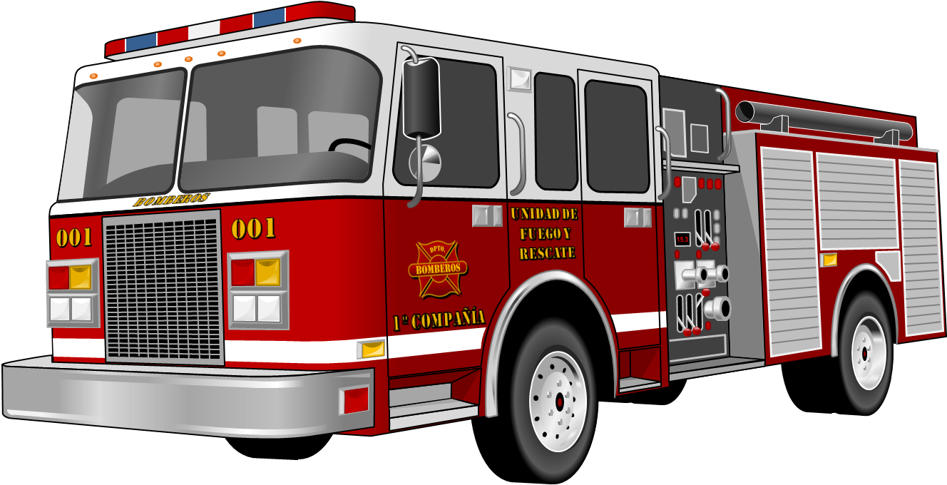 Red Fire Engine Illustration PNG