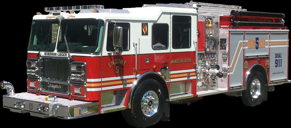 Red Fire Engine Side View PNG