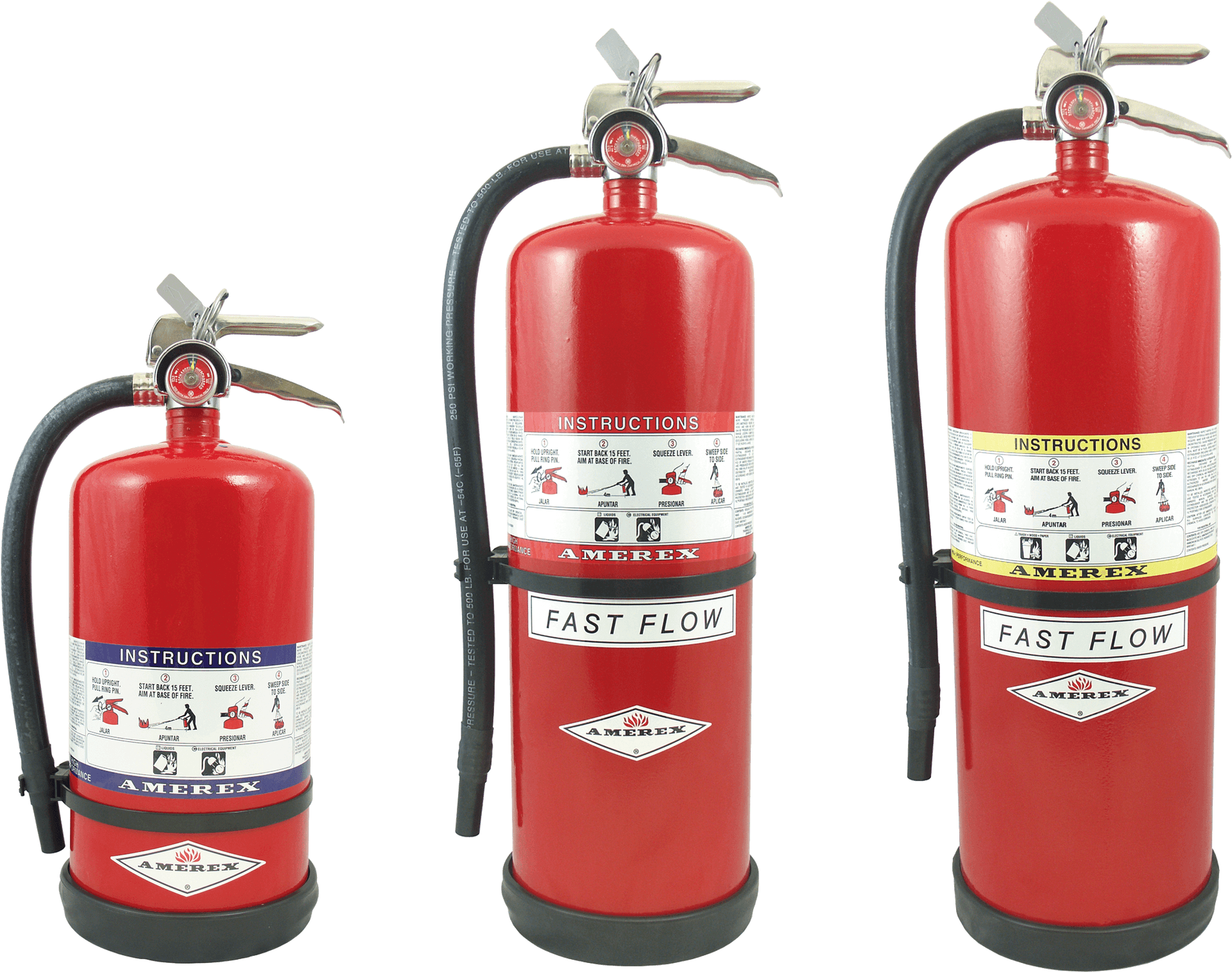 Red Fire Extinguishers Trio PNG