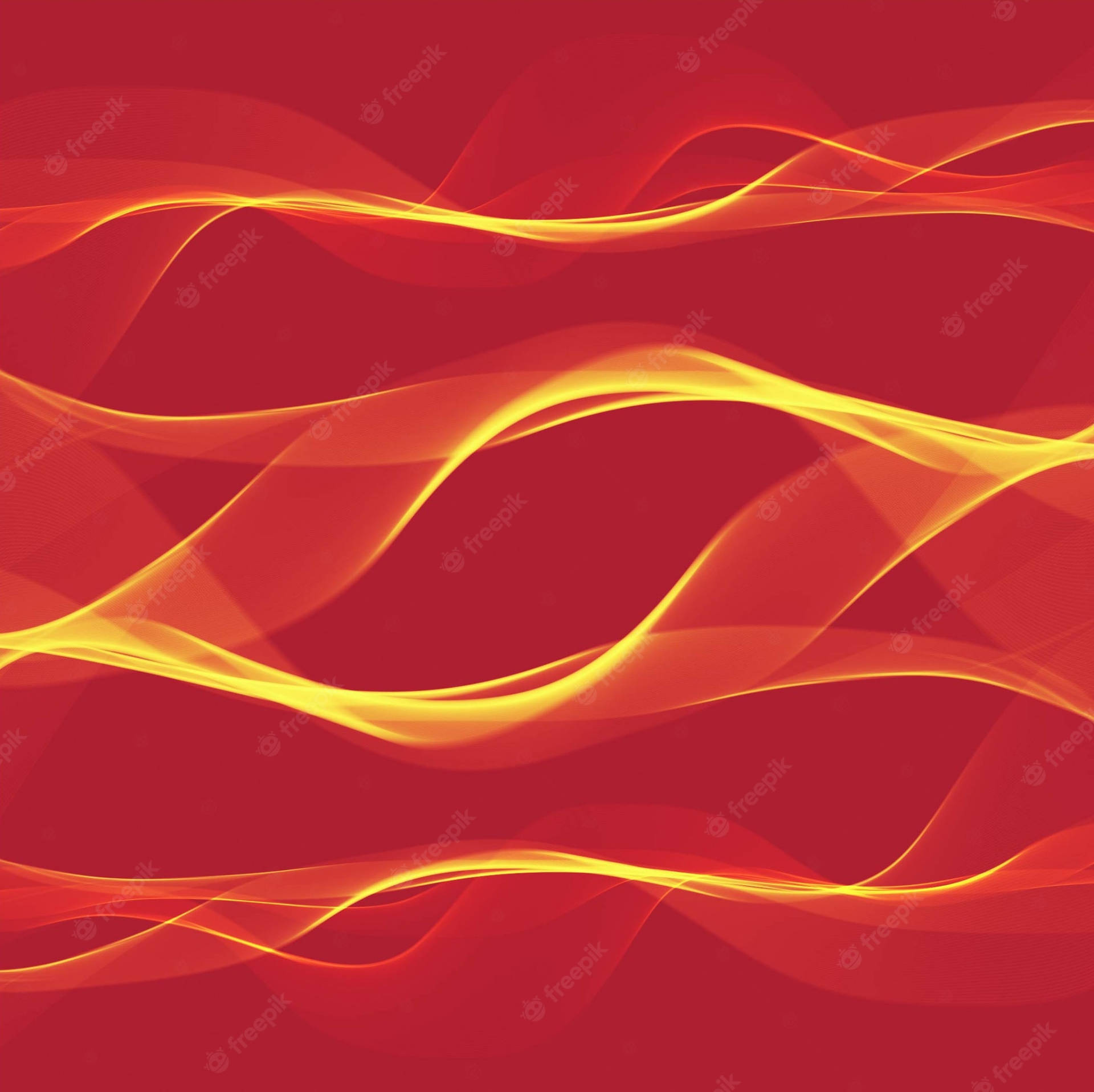 Red Fire Ocean Waves Wallpaper