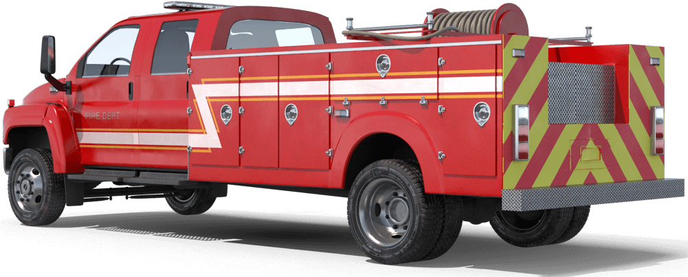 Red Fire Rescue Truck Side View PNG