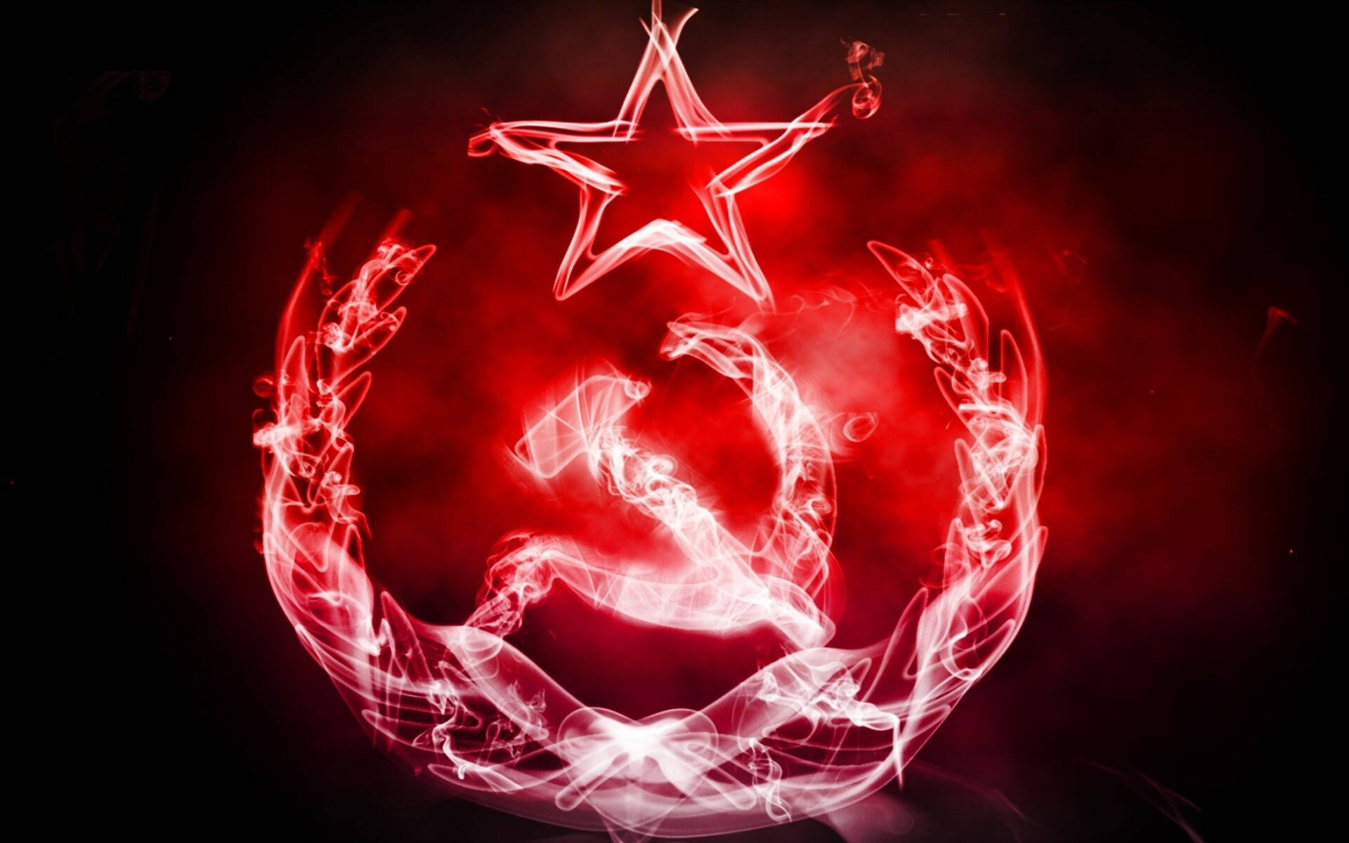 Bandeiravermelha Da União Soviética Em Chamas. Papel de Parede
