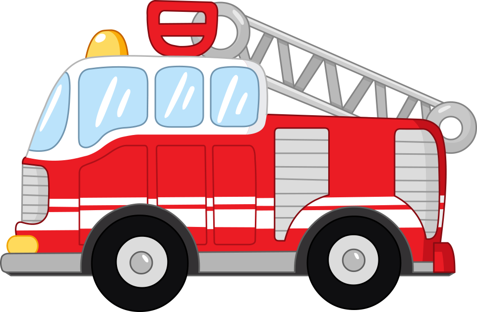 Red Fire Truck Cartoon Illustration PNG