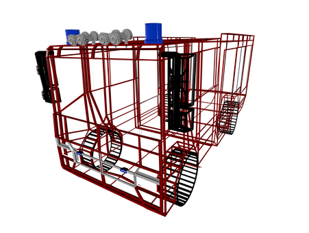 Red Fire Truck Frame3 D Model PNG